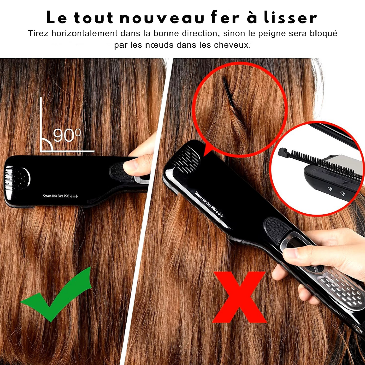 Lisseur Vapeur - VaporBrush™ - Noir