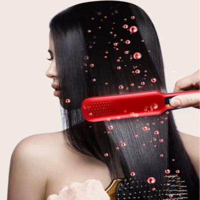 Lisseur Cheveux - HairStraightenerBrush™ - Rouge - Galerie de la coiffure