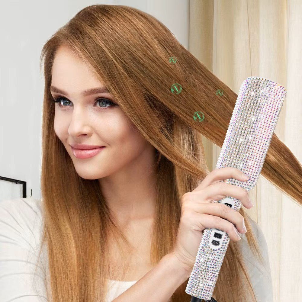 Lisseur Professionnel - RhinestoneStyler™ - Blanc - Cheveux chic naturels