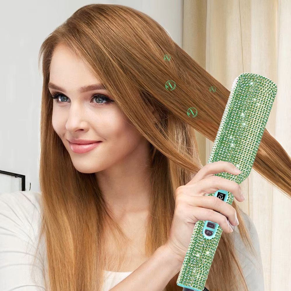 Lisseur Professionnel - RhinestoneStyler™ - Vert - Cheveux chic naturels